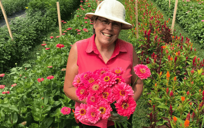 Lisa with Cut Flowers